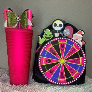 NBC Mini Backpack, Bow topper, and Studded SB Cup